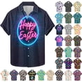 thumbnail image 1 of VBTAPA Mens Spring Shirts Happy Easter Day Rabbit Eggs Print Button Down Shirt Short Sleeve Hawaiian Beach Party Tops on Sale Multicolor L, 1 of 6