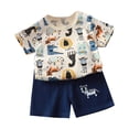 thumbnail image 1 of Shirts for Girls, Childrens Summer Home Clothing Round Neck Short Sleeved Shorts Two-Piece Set, 1 of 3