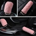 thumbnail image 3 of Aofa 2Pcs Plush Car Interior Gear Shift Knob Cover Warm Hand Brake Grip Protection, 3 of 7