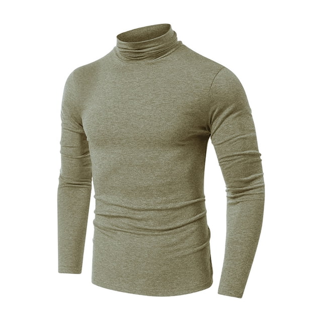 XZNGL Fall/winter Turtleneck Neck Mens Solid Color Long Sleeves Bottoming Shirt