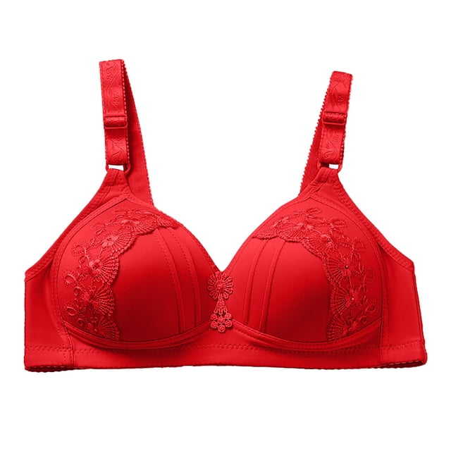 Bra No Padding in Clearance Push up Bras for Women No Wire Oversized Bralettes High Support Bra Full Figure Daily Bra with Adjustable Straps Women Bras No Underwire New Red S