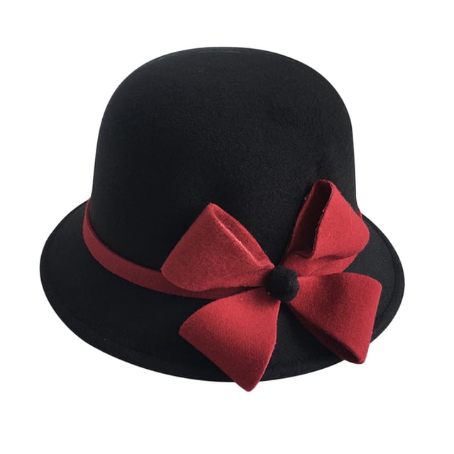Chapeau Melon Petit pour Femme, Automne et Hiver, Nœud, Bout Rond, Décontracté, Style Bassin de Pêcheur