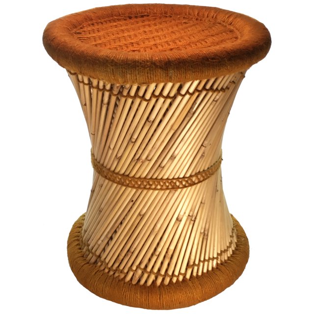 Natural Geo Tabouret d'Appoint en Moray - Orange Tissé à la Main