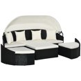 thumbnail image 1 of Outsunny 4 Pieces Rattan Daybed with Canopy, Cushions, Cream White, 1 of 10