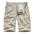 thumbnail image 1 of Birdeem Men Casual Solid Zipper Button Pockets Elastic Waist Cropped Cargo Shorts, 1 of 12