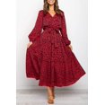 thumbnail image 3 of Robe Maxi de Soirée Décontractée pour Femme, Bohème, à Imprimé Léopard, à Volants, à Manches Longues, à Col en V, Fluide, 3 of 6