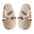 thumbnail image 1 of Mens and Womens Couple Furry Slippers Fluffy Plush Cute Ears Memory Foam Thick Bottom Soft Sole Comfortable Non-Slip Warm Winter Home Slippers Khaki, 1 of 9