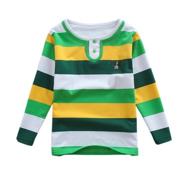 MIASHUI Long Sleeve Tops Children's Shirt Long Sleeve Tee With Neck Two Piece Design For Boys And Girls,Green,3-4 Years
