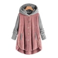 thumbnail image 1 of LSLJS Chandails à Capuche d'Hiver en Peluche pour Femmes, Couleur Unie, à Boutons, Manches Longues, Col Rond Fendu, Manteau de Pyjama Confortable, 1 of 4