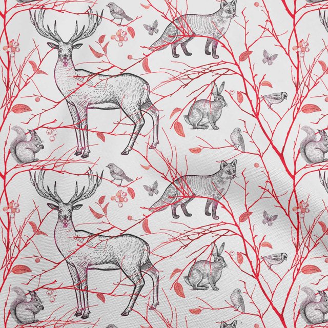 oneOone Rayon Red Fabric Animal Dress Material Fabric Print Fabric By The Yard 56 Inch Wide