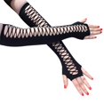 thumbnail image 3 of 2pc Women Long Fingerless Gloves Elbow Length Punk for Wedding Fancy Dress Party, 3 of 7