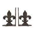 thumbnail image 1 of Creative Co-Op Serre-Livres en Fer en Forme de Fleur de Lis (Ensemble de 2 Pcs), Bronze, 1 of 6