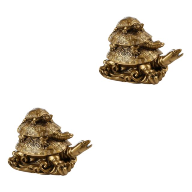 serony Chinese Resin Turtle Statue Sculpture for Home Decor Gift Elegant and Exquisite Shui Generation Brass 2Set