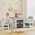 thumbnail image 2 of Qaba 3 Piece Kids Table and Chair Set with 6 Removable Drawers, Light Grey, 2 of 10