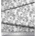 thumbnail image 2 of Soimoi Poly Georgette Fabric Leaves & Floral Block Fabric Prints by Yard 52 Inch Wide, 2 of 3