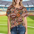 thumbnail image 1 of YFNNUP T-Shirts de Football Grande Taille pour Femmes à Manches Courtes, T-Shirt à Imprimé Graphique, Tunique Légère à Col Rond, T-Shirt d'Été Confortable pour Journées de Match, Brun TTTG, 1 of 7