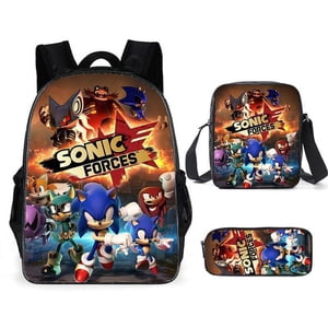 Sonic Sonic Primary School Student Backpack Three-Piece Set Cartoon Anime Backpack Shoulder Bag Pencil Bag