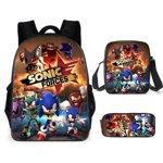 Sonic Sonic Primary School Student Backpack Three-Piece Set Cartoon Anime Backpack Shoulder Bag Pencil Bag