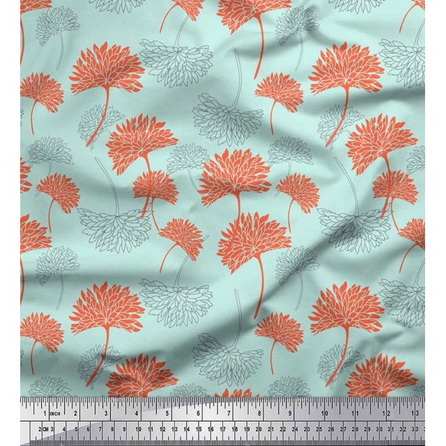 Soimoi Tissu Poly Georgette Tissu Imprimé Artistique à Fleurs 1 Yard 42 Pouces de Large
