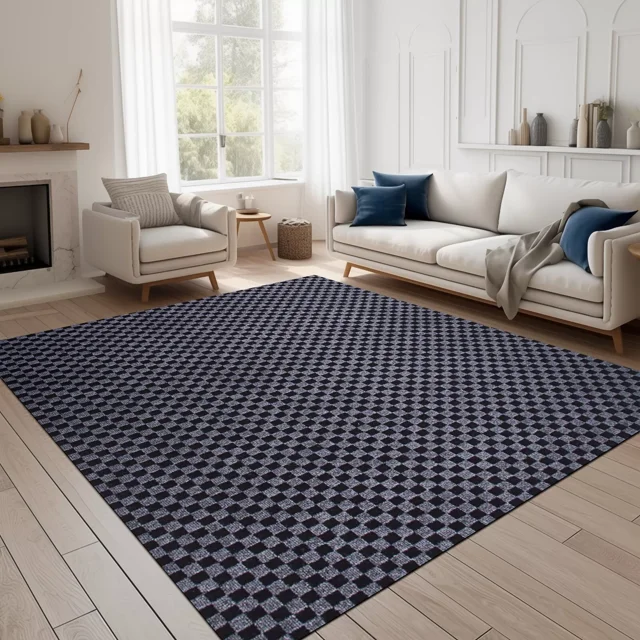 ANTPOP Runner Rug Non-slip Accent Rugs Washable Hallway Durable Polypropylene Indoor Outdoor with Rubber Backing for Entryways Kitchens Bedrooms , 6' x 6', Checkred Gray