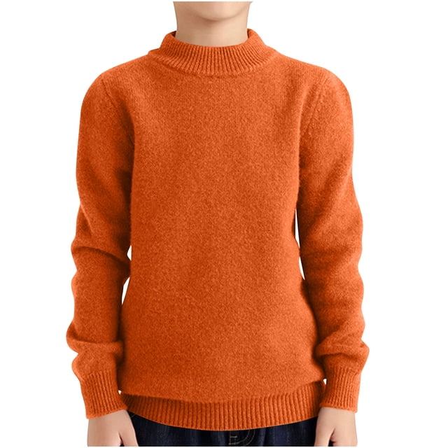 Posijego 4-18 Years Girls Boys Sweaters Crew Neck Solid Color Long Sleeve Knit Pullover Tops Fall Winter Clothes