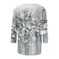 thumbnail image 4 of Pompotops T-shirt Imprimé Loose Mode Femme Mi-Longueur Manches 3/4 Chemisier Col Rond Manches Décontractées, 4 of 5