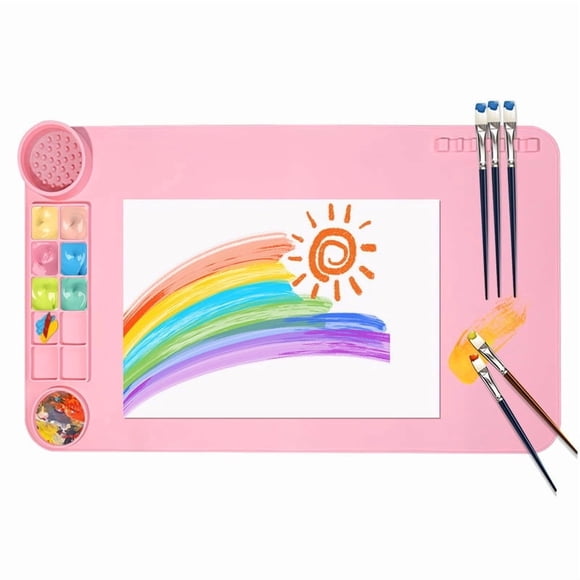 Lunxisen 1 Pcs Silicone Art Mat for Kids Creative Painting Mess Free Sensory Play Activity Reusable Placemat