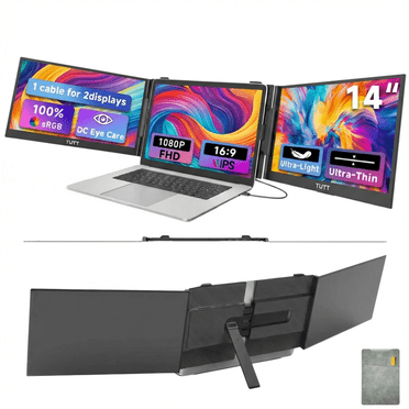 TUTT S8Ultra Moniteur Portable 14” pour Ordinateur Portable / Connexion à un Seul Câble / Ultra Mince-Léger / Branchez et Utilisez USB-C / Rallonge d'Écran pour Ordinateur Portable pour Mac/Win