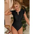 thumbnail image 4 of Beautyin One Piece Back Zipper Swimsuit Women's Short Sleeve Surfing Rushguard Sun Protection, 4 of 6