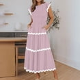 thumbnail image 2 of AherBiu Robes pour Femmes 2024 Décontracté Printemps Tendance à Blocs de Couleur Longue Robe Manches Cap A Robe Maxi, 2 of 7