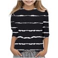 thumbnail image 1 of Splozh Vêtements pour Tout-Petites Fille Fille Décontracté Col Rond Manches Trois Quarts T-Shirt Régulier Basique Haut à Manches 3/4 Noir, 8-9 Ans, 1 of 5