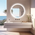 thumbnail image 4 of LUVODI LED Bathroom Mirror Round: 600mm Illuminated Dimmable Backlit Lighted Wall Circle Vanity Mirror with Demister Pad + Smart Touch Button Makeup Shaving Mirror, 4 of 13