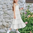 thumbnail image 4 of Diufon Girls Maxi Dress Summer Casual Cap Sleeve A Line Sundress Ruffle Hem Flowy Dress for Tween 3-13 Years, 4 of 9