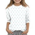thumbnail image 1 of FAIWAD Chandails pour Adolescentes Col Rond Manches 3/4 Blouses T-Shirts Basiques Imprimés Hauts Décontractés Amples Tenues Légères, 1 of 4