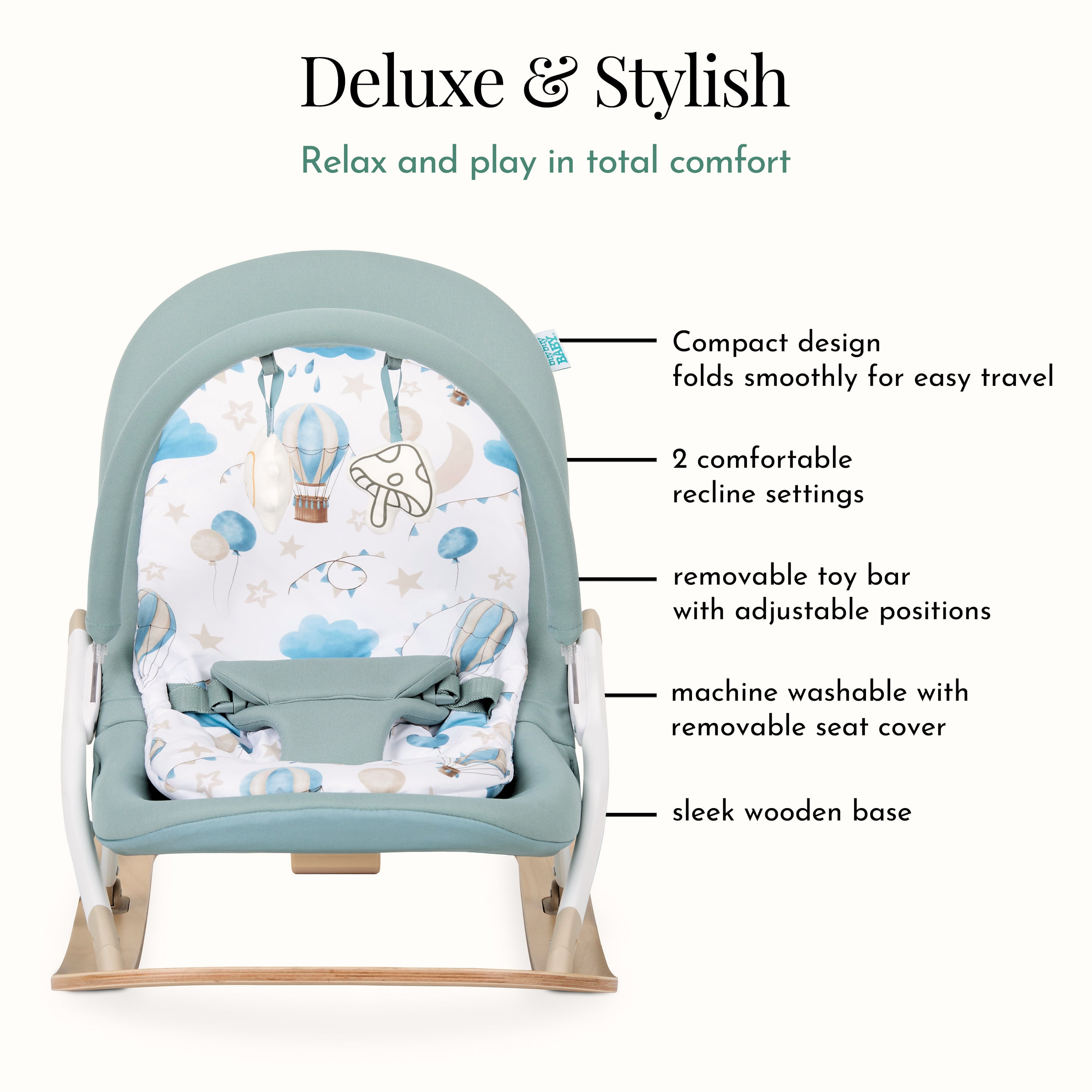Dream On Me SleekSway Portable Rocker, Mint White
