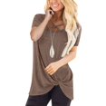 thumbnail image 2 of Pompotops T-shirt à Manches Courtes Col en V Uni pour Femmes Blouse Ample, 2 of 6