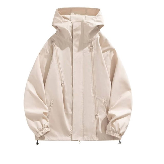 Pisexur Windbreaker Jacket ManSolid Color Water Resistance Drawstring Pockets Hooded Outdoor Jacket Coat Hiking Jacket Men Rain Coat Plus Size Jackets for Men