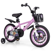 Costway 16" Kid's Bike for 4-7 with Height-Adjustable Handlebar & Saddle Handbrake Purple