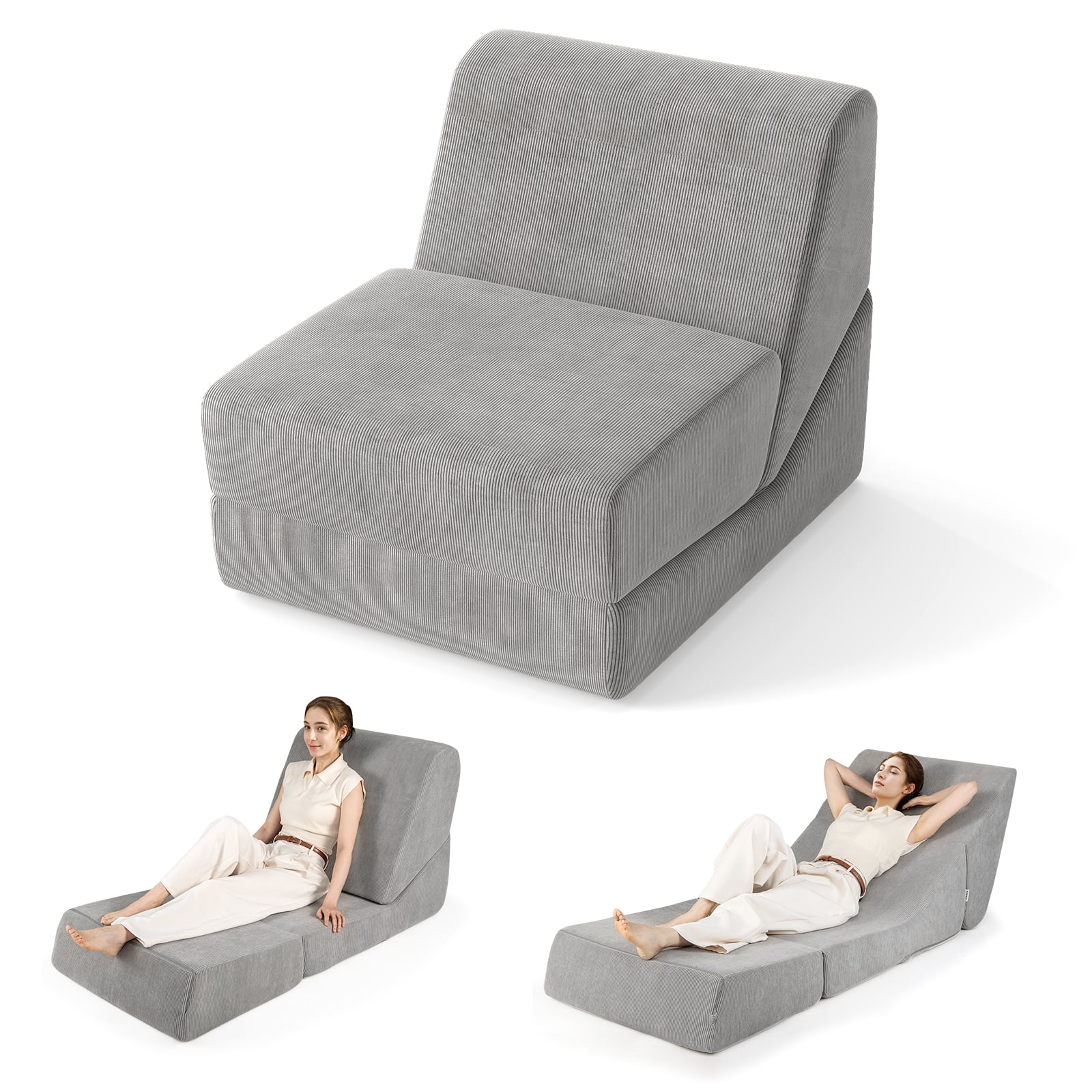 Gymax 3-in-1 Folding Sofa Bed Convertible Sleeper Chair w/ Washable Zippered Cover