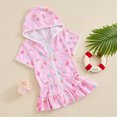 thumbnail image 4 of Hiiyo Robe de Plage à Capuche Zippée pour Petites Filles, Cache-Maillot Arc-en-Ciel à Manches Courtes, 4 of 8