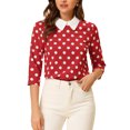 thumbnail image 1 of INSPIRE CHIC Chemisier pour Femme à Col Peter Pan Contrastant Manches 3/4 Blouse Chemises TP Rouge Blanc, 1 of 7