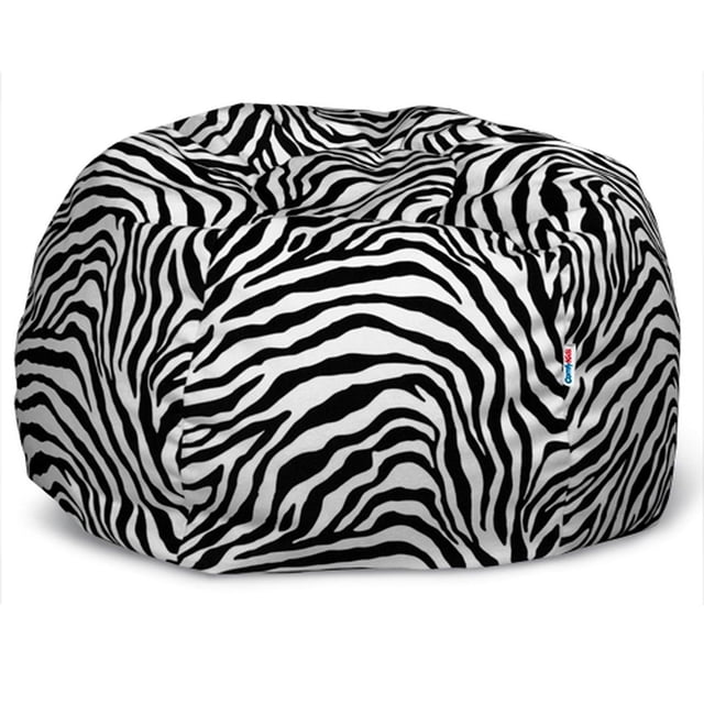 ComfyKids® Bean Bag Chair pour Ados en Imprimé Zèbre Noir et Blanc, Très Grand Format 30 x 30 Pouces avec Coutures à double Piqûre Contrastées et Deux Fermetures Éclair de Sécurité à l'Épreuve des Enfants, Léger et durable pour un Déplacement Facile, Convient aux Chambres d'Enfants, aux Salles de Jeux Ou à la Détente en Douceur.