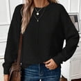 thumbnail image 2 of Timegard Chandails pour Femmes Col Rond Manches Longues Tricotés Chandail Automne Hiver Décontracté Ample Couleur Unie Hauts, 2 of 7
