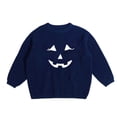 thumbnail image 1 of Aocisk Hand Embroidered Pure Knit Girls Sweater Delicate Floral Embroidery Design Soft Comfortable Baby Toddler Kids Top Navy 4-5 Years, 1 of 3