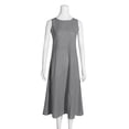 thumbnail image 3 of Fridja Robe Décontractée à Rayures Sans Manches pour Femmes, Col Ras du Cou, en Lin, avec Poche, Longue, 3 of 9
