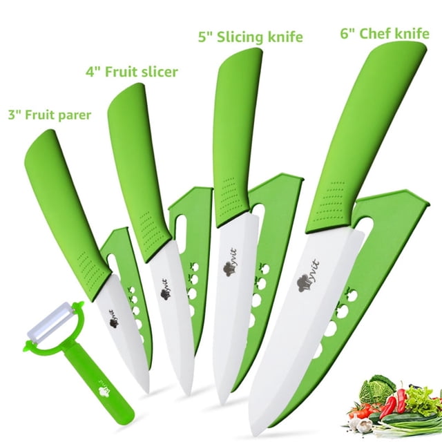 Ceramic Knives Complete Kitchen Unit,3 4 5 6inch Chef Knife Utility Fruit Slicing Peeler with Sheath White Blade
