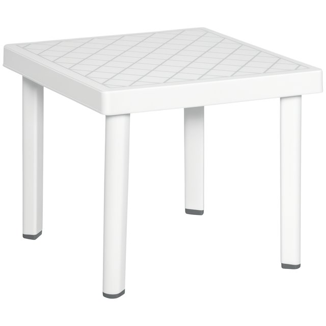 Outsunny Garden Side Table, Outdoor Coffee Table for Drink, White