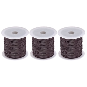 Unique Bargains 3 Rolls Nylon Beading Thread Knotting Cord 0.6mm 50 Yards Braided Nylon Crafting Satin String, Coffee