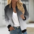 thumbnail image 2 of Swstbby Liquidation d'Économies d'Automne! Vestes d'Automne pour Femmes, Chandail à Manches Longues Ample pour Femmes avec Fermeture Éclair, Veste Décontractée en Grosse Maille Style Baseball Gris P, 2 of 5