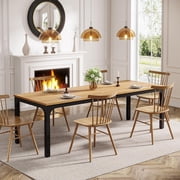 Tribesigns 78.7-Inch Industrial Dining Table for 8, Long Rectangle Rustic Dinner Table with Metal Legs, Modern Kitchen Table for Home Office, Natural